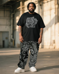 Big & Tall Men's Rose Paisley Print T-Shirt Pants Suit