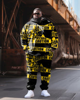 Men's Plus Size Casual Hip Hop Retro Strap Hoodie Two-Piece Set