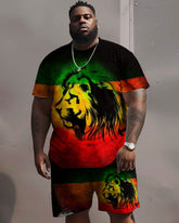 Street Cartoon Red And Green Block Printed Large Men's Suit