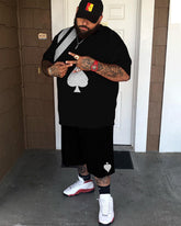 Men's Plus Size Spades Casual Short Sleeve Shorts Set