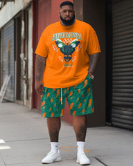 Short Sleeve Plus Size Fashion Casual Print  Shorts Sets