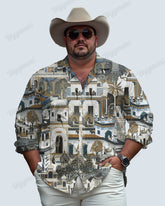 Castle World Cotton Long Sleeve Shirt Men's Plus Size