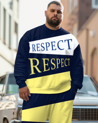 Men's Big & Tall Respect Color-block Letter Sweatshirt Two-piece Set