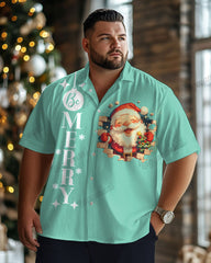 Men's Plus Size Cartoon Santa Claus Letter Print Short Sleeve Shirt