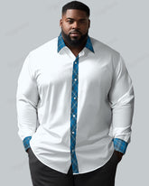 Featured And Featured Rhombus Patchwork Long Sleeve Lapel Shirt Men's Plus Size