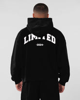 Jacquard Alphabet Print Oversize Cotton Hoodie Front And Back