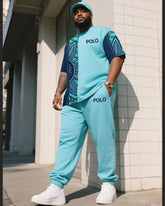 Big Boy Daily Casual Simple Impression Painting Stitching Texture POLO English Short-sleeved Trousers Suit