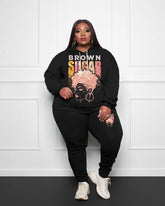 Women's Plus Size Brown Sugar Latina Woman Hoodie Set