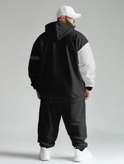 Big Men's Tracksuit Colorblock Plaid Hoodie Sweatpants Set