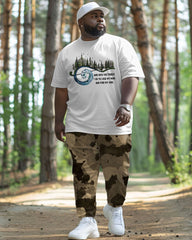 Men's Plus Size Daily Casual Forest Text Print T-Shirt Trousers Suit