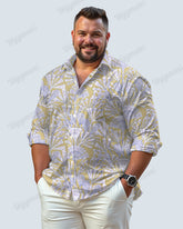 Free Abstract Cotton Long Sleeve Shirt Men's Plus Size