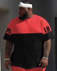 Street Vitality Colorblock POLO Letter Print Large Men's Set