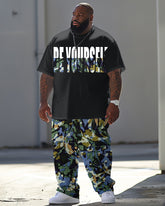 Men's Big & Tall BE YOURSELF Camouflage Print T-Shirt Pants Breathable Set