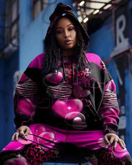 Women's Plus Size Thrilling Graffiti Hoodie Set