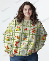 Women's Plus Size Retro Christmas Pattern Print Long Sleeve Sweatshirt