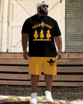 Men's Plus Size Wild West Rodeo Cowboy Short Sleeve T-Shirt Shorts Suit