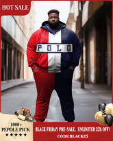 Men's Big & Tall Jogging Set Color Block Full Zip Hoodie and Pants Set