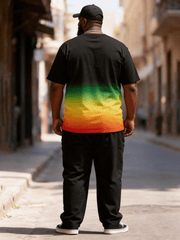 Big & Tall Men's Happy Gradient Reggae Color Print T-Shirt Pants Set