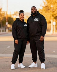 Big & Tall Couples "Her King & His Queen" Printed Hoodie Set