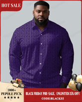 High-grade Jacquard Texture Long Sleeve Lapel Shirt Men's Big and Tall