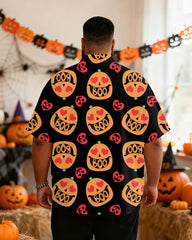 Big & Tall Men's Halloween Love Pumpkin "BOO" Print Short Sleeve Shirt