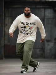 Big & Tall Men's Graffiti Letter Print Long Sleeve T-Shirt Pants Suit