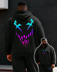 Big & Tall Men's Black Phantom Emoji Print Hoodie Set