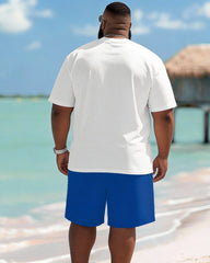 Hawaiian Tropical Leaf Print Big Men's Short Set