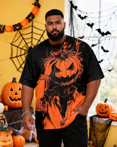 Big & Tall Men's Halloween Graffiti Cartoon Print Short Sleeve T-Shirt