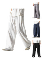 Big & Tall Men's Cotton And Linen Wide-leg Casual Pants M-5XL