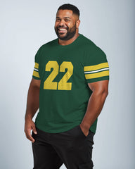 100% Cotton Team Color Block Men's Plus Size Short Sleeve T-Shirt