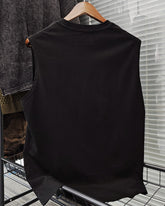 M-2XL Street Fashion White Chain Gothic Hee Letter Printed Round Neck Sleeveless Vest