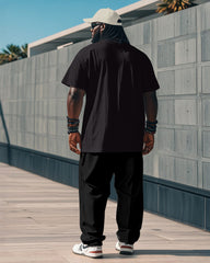 Men's Plus Size Faith Jesus Graffiti Print T-Shirt Trousers Suit