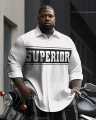 Men's Plus Size Superior Geometric Plaid Long Sleeve Walking Suit