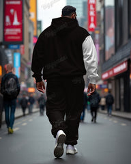 Men's Casual Name Of Jesus Cross Colorblock Print Big & Tall Hoodie Set