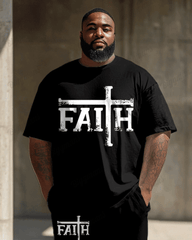 Men's Big & Tall Faith and Cross Print T-Shirt Trousers Set