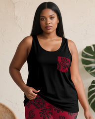 Women's Plus Size Daily Casual Red Bow Lace Print Pocket Vest Shorts Suit