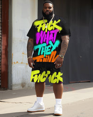 Street Hip Hop Large Letter Print Large Men's Set