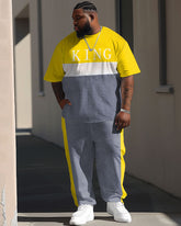 Street Vibrant Contrast King Letter Print Large Men's Suit