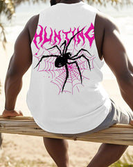 Men's Plus Size Funny Spider Alphabet Print Vest