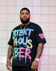 Big & Tall Men's Street Fashion Graffiti Short Sleeve Pants Suit