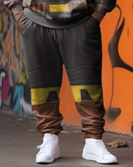 Cosplay Plus Size Men's Statement Abstract Sweater Two-Piece Set