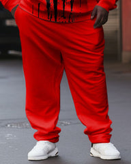 Big & Tall Men's Tracksuit Skull Colorblock Hoodie and Sweatpants Set