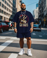 Men's Plus Size Basketball Cartoon Print Short Sleeve T-Shirt Shorts Suit