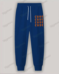 Men's Plus Size Blue Syracuse University Letter Print Hoodie Suit