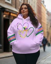 Women's Plus Size Classic Mardi Gras Stripe Print Hoodie