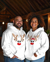 Couple Plus Size Cute Elk Pattern Print Long Sleeve Hoodie