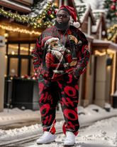 Men's Big and Tall 2 Piece Sweatsuit Hip Hop Santa Sweatshirt & Pants