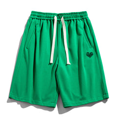 Plus Size Sports Street Style Heart Print Casual Shorts