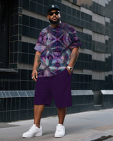 Men's Plus Size Tie-dye Round Neck T-shirt Shorts Suit